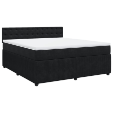vidaXL fekete bársony rugós ágy matraccal 180x200 cm (3287820) ágy és ágykellék