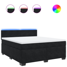 vidaXL fekete bársony rugós ágy matraccal 180x200 cm (3288674) ágy és ágykellék