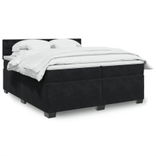 vidaXL fekete bársony rugós ágy matraccal 200x200 cm ágy és ágykellék
