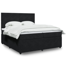 vidaXL fekete bársony rugós ágy matraccal 200x200 cm ágy és ágykellék