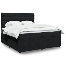 vidaXL fekete bársony rugós ágy matraccal 200x200 cm ágy és ágykellék