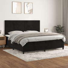 vidaXL fekete bársony rugós ágy matraccal 200x200 cm ágy és ágykellék