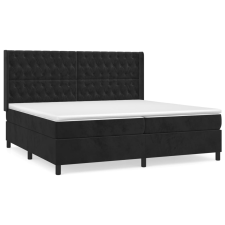 vidaXL fekete bársony rugós ágy matraccal 200x200 cm (3132881) ágy és ágykellék