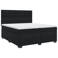 vidaXL fekete bársony rugós ágy matraccal 200x200 cm (3291016) ágy és ágykellék