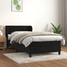 vidaXL fekete bársony rugós ágy matraccal 80 x 200 cm ágy és ágykellék