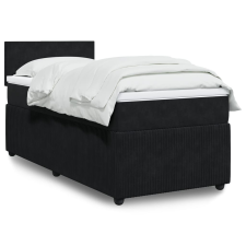 vidaXL fekete bársony rugós ágy matraccal 80 x 200 cm ágy és ágykellék