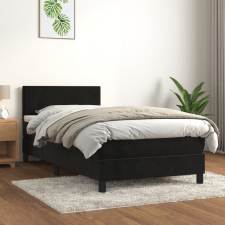 vidaXL fekete bársony rugós ágy matraccal 80 x 200 cm ágy és ágykellék