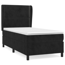 vidaXL fekete bársony rugós ágy matraccal 80 x 200 cm (3129119) ágy és ágykellék