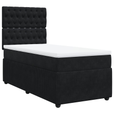 vidaXL fekete bársony rugós ágy matraccal 80 x 200 cm (3292198) ágy és ágykellék