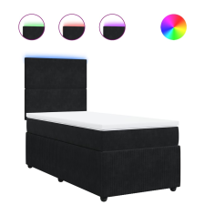 vidaXL fekete bársony rugós ágy matraccal 80 x 200 cm (3294486) ágy és ágykellék