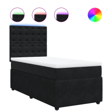 vidaXL fekete bársony rugós ágy matraccal 80 x 200 cm (3294504) ágy és ágykellék