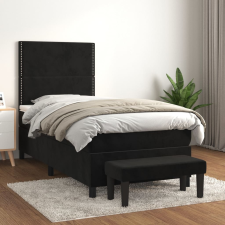 vidaXL fekete bársony rugós ágy matraccal 90 x 200 cm ágy és ágykellék