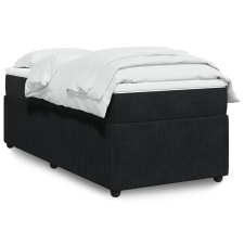 vidaXL fekete bársony rugós ágy matraccal 90 x 200 cm ágy és ágykellék