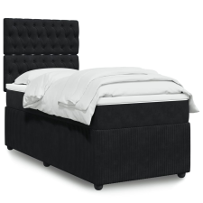 vidaXL fekete bársony rugós ágy matraccal 90 x 200 cm ágy és ágykellék