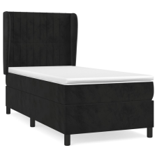 vidaXL fekete bársony rugós ágy matraccal 90 x 200 cm (3129311) ágy és ágykellék
