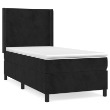 vidaXL fekete bársony rugós ágy matraccal 90 x 200 cm (3132539) - Ágyak és ágykeretek ágy és ágykellék