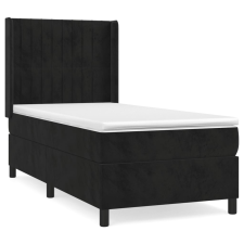 vidaXL fekete bársony rugós ágy matraccal 90 x 200 cm (3132779) ágy és ágykellék