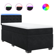 vidaXL fekete bársony rugós ágy matraccal 90 x 200 cm (3288512) ágy és ágykellék