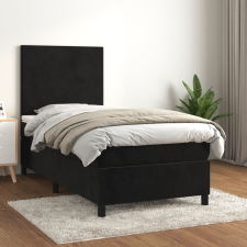 vidaXL fekete bársony rugós ágy matraccal 90x190 cm ágy és ágykellék
