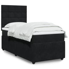 vidaXL fekete bársony rugós ágy matraccal 90x190 cm ágy és ágykellék