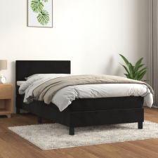 vidaXL fekete bársony rugós ágy matraccal 90x190 cm ágy és ágykellék