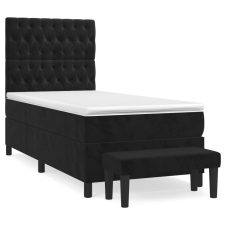 vidaXL fekete bársony rugós ágy matraccal 90x190 cm (3137997) ágy és ágykellék
