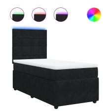 vidaXL fekete bársony rugós ágy matraccal 90x190 cm (3294516) ágy és ágykellék