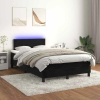 vidaXL fekete bársony rugós és LED-es ágy matraccal 120x200 cm