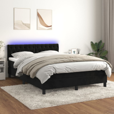 vidaXL fekete bársony rugós és LED-es ágy matraccal 140x190 cm ágy és ágykellék