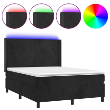 vidaXL fekete bársony rugós és LED-es ágy matraccal 140x190 cm (3139441) ágy és ágykellék