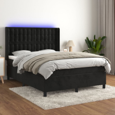 vidaXL fekete bársony rugós és LED-es ágy matraccal 140x200 cm ágy és ágykellék