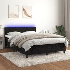 vidaXL fekete bársony rugós és LED-es ágy matraccal 140x200 cm ágy és ágykellék