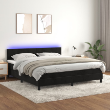 vidaXL fekete bársony rugós és LED-es ágy matraccal 160x200 cm ágy és ágykellék