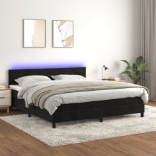 vidaXL fekete bársony rugós és LED-es ágy matraccal 180x200 cm ágy és ágykellék