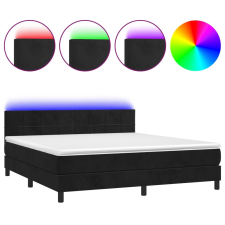 vidaXL fekete bársony rugós és LED-es ágy matraccal 180x200 cm (3134419) ágy és ágykellék