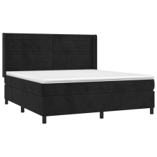 vidaXL fekete bársony rugós és LED-es ágy matraccal 180x200 cm (3139639) ágy és ágykellék