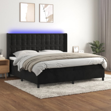 vidaXL fekete bársony rugós és LED-es ágy matraccal 200x200 cm ágy és ágykellék