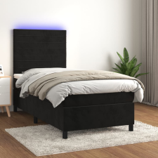 vidaXL fekete bársony rugós és LED-es ágy matraccal 90x200 cm ágy és ágykellék