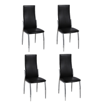vidaXL Fekete bőr-króm ebédlő szék / Étkezőszék- 4 db. bútor