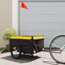 vidaXL fekete-citromsárga vas teherszállító kerékpár utánfutó 45 kg kerékpár utánfutó