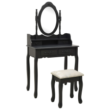 vidaXL fekete császárfa fésülködőasztal-szett ülőkével 75x69x140 cm bútor