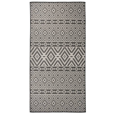 vidaXL Fekete csíkos lapos szövésű kültéri szőnyeg 100 x 200 cm lakástextília
