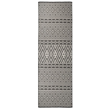 vidaXL fekete csíkos lapos szövésű kültéri szőnyeg 80 x 250 cm lakástextília