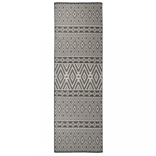 vidaXL Fekete csíkos lapos szövésű kültéri szőnyeg 80 x 250 cm lakástextília