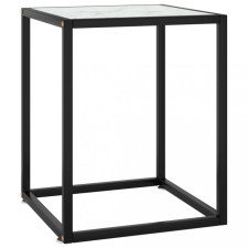 vidaXL fekete dohányzóasztal fehér márvány mintás üveggel 40x40x50 cm bútor