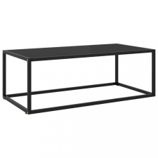 vidaXL fekete dohányzóasztal fekete üveggel 100 x 50 x 35 cm bútor