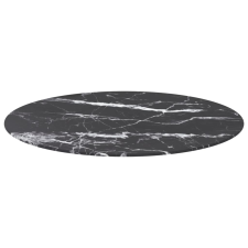 vidaXL fekete edzett üveg asztallap márványdizájnnal Ø80 x 1 cm (322266) bútor