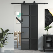 vidaXL fekete edzett üveg és alumínium tolóajtó 76 x 205 cm építőanyag