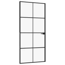 vidaXL fekete edzett üveg és alumínium vékony beltéri ajtó 93x201,5 cm (153664) nyílászáró