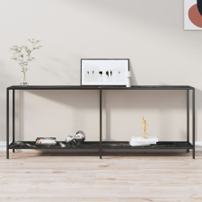 vidaXL fekete edzett üveg tálalóasztal 200 x 35 x 75,5 cm bútor